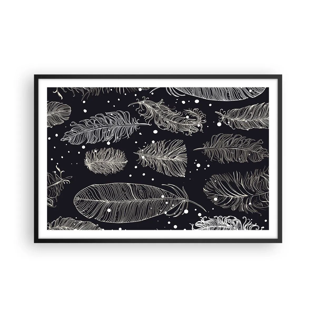 Poster in black frame - Feathery Lace - 91x61 cm