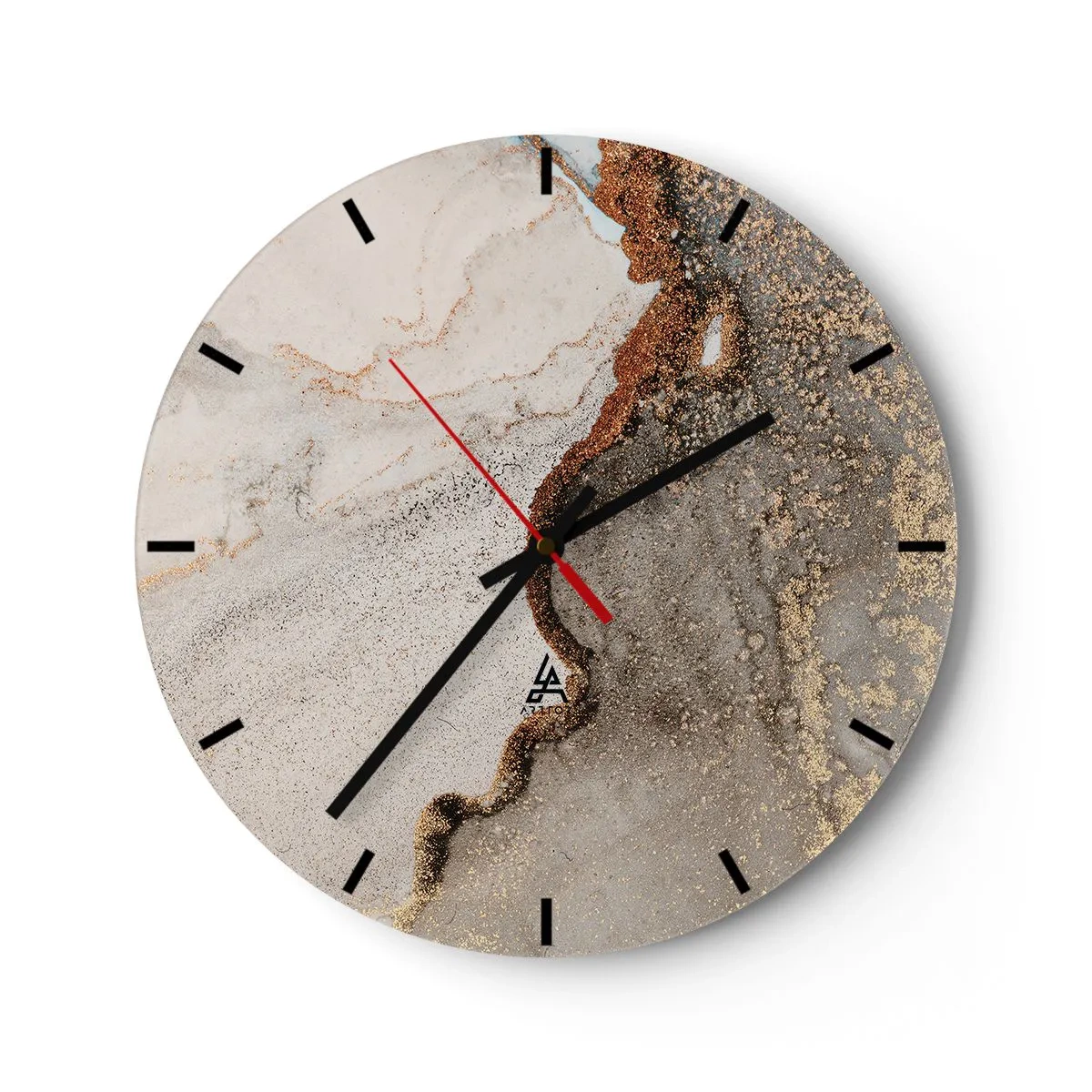 Wall clock - Clock on glass - On the Border of Colours - 40x40 cm