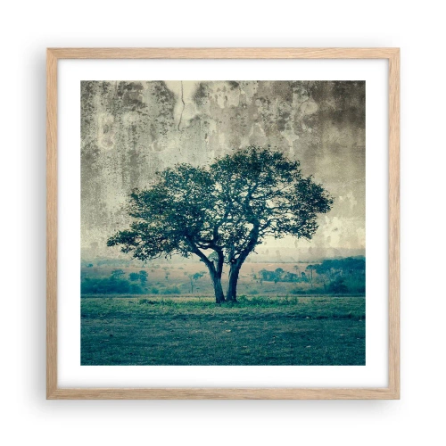 Poster in light oak frame - Apple Tree in Blue? - 50x50 cm