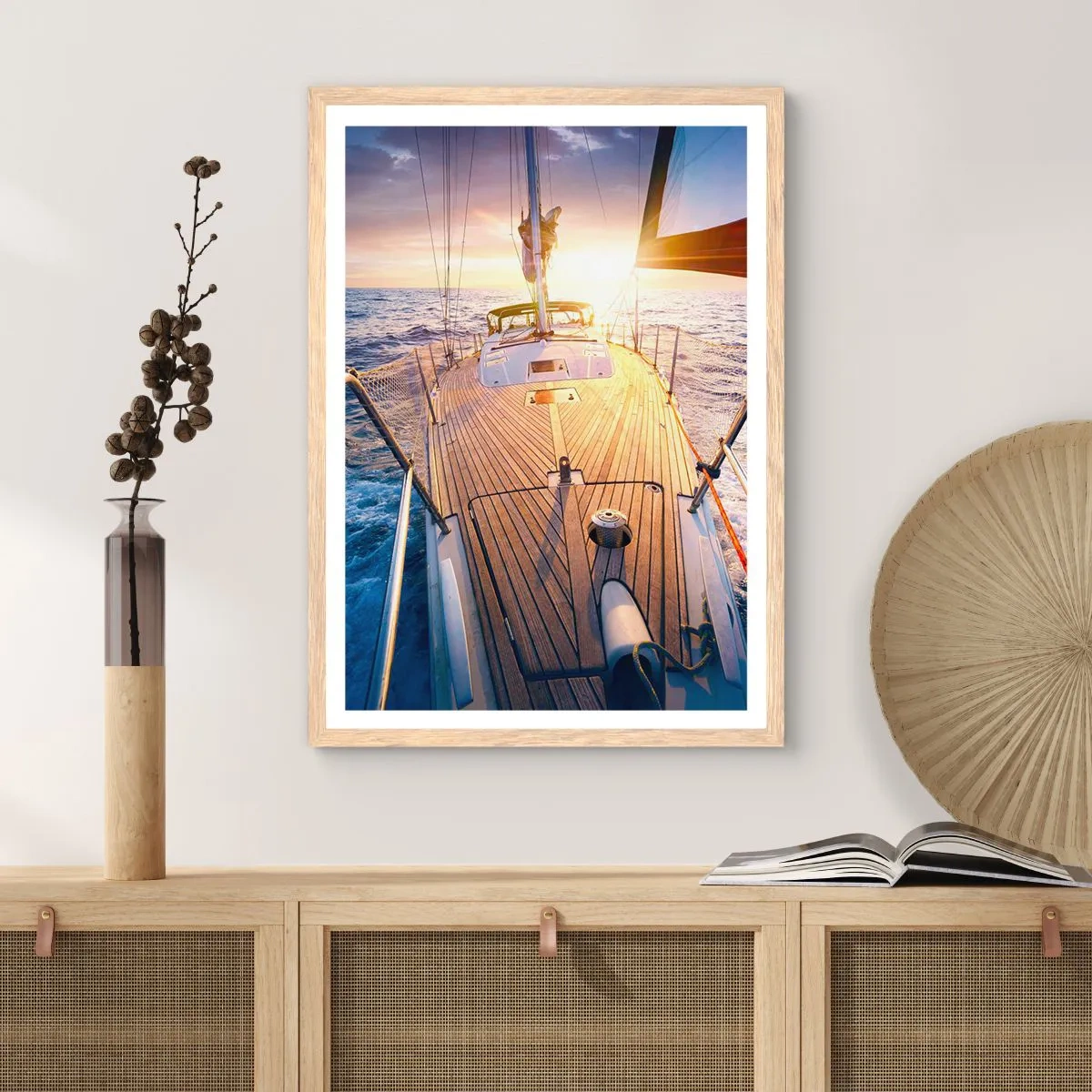 Poster in light oak frame - Running on Waves - 50x70 cm