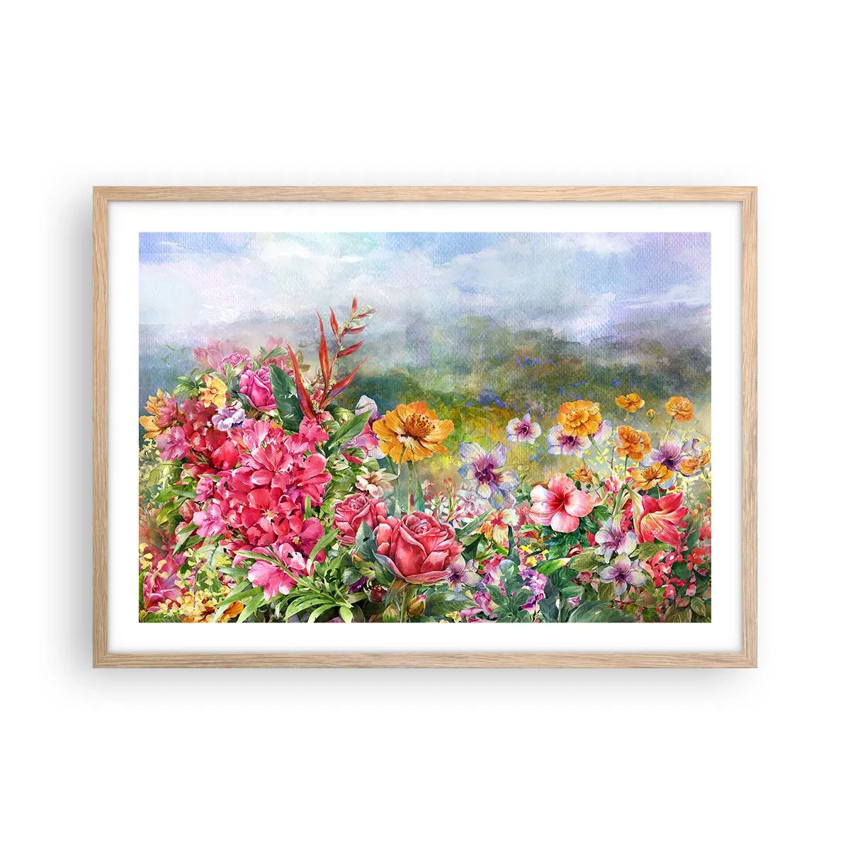 Poster in light oak frame - Garden which Went Crazy - 70x50 cm