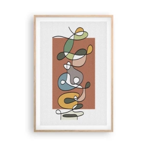 Poster in light oak frame - Abstract: Colourful Dance - 61x91 cm