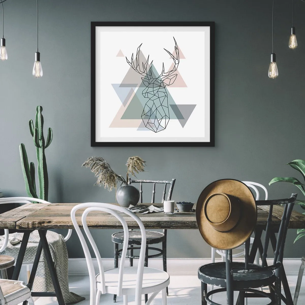 Poster in black frame - In a Geometrical Forest - 60x60 cm