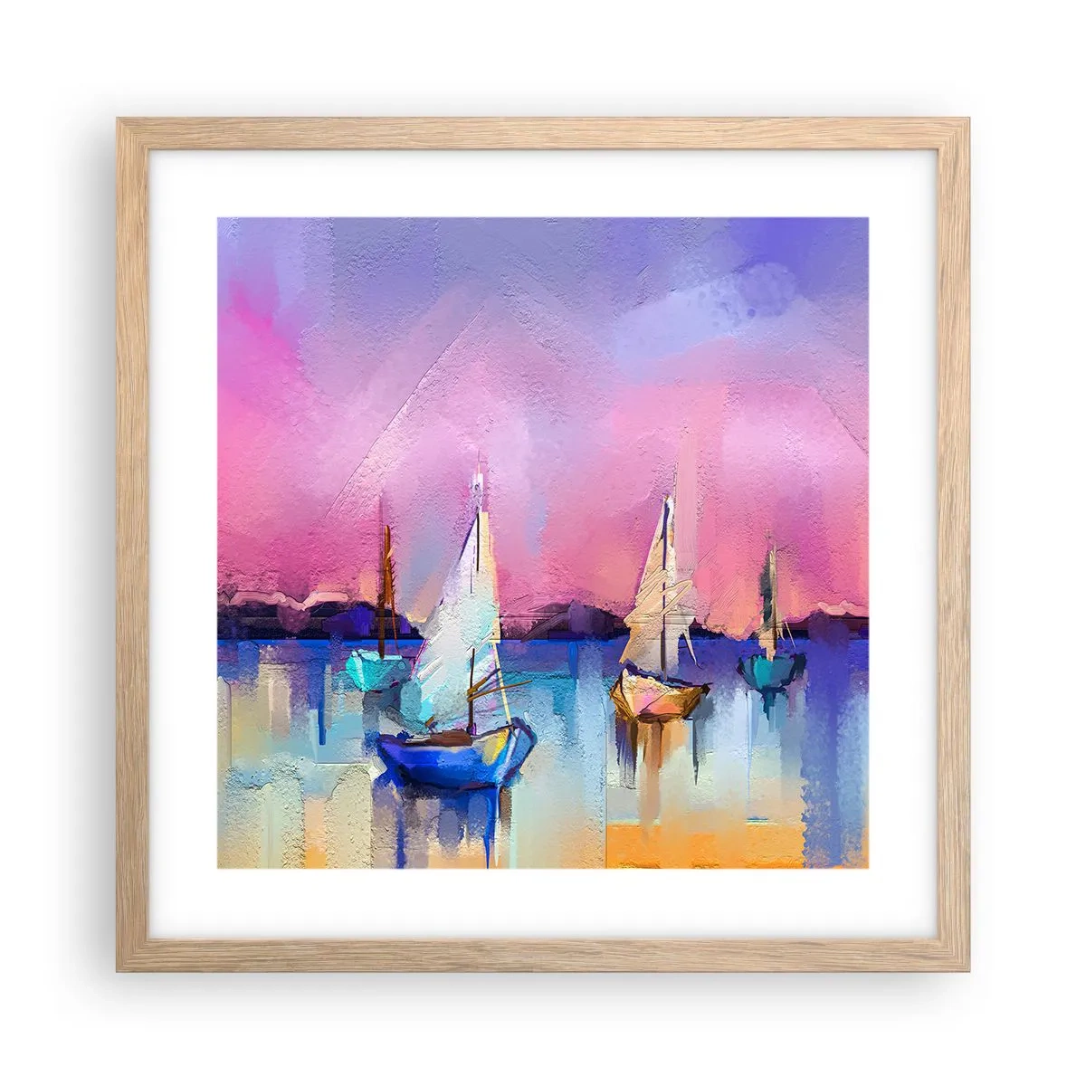 Poster in light oak frame - Direction: High Sees - 40x40 cm