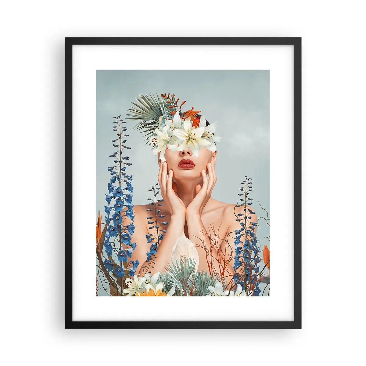 Poster in black frame - Woman – Flower - 40x50 cm
