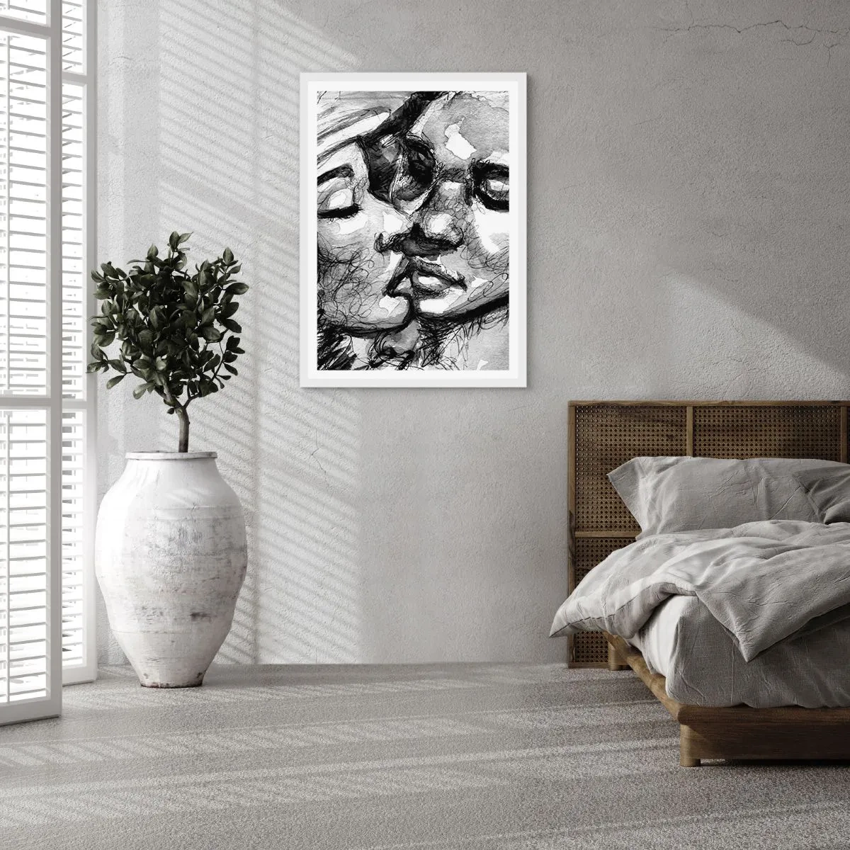 Poster in white frmae - Tender Moment - 50x70 cm