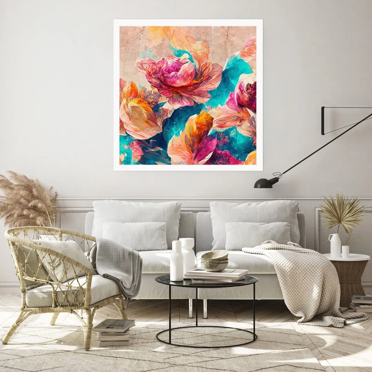 Poster - Colourful Splendour of a Bouquet - 40x40 cm