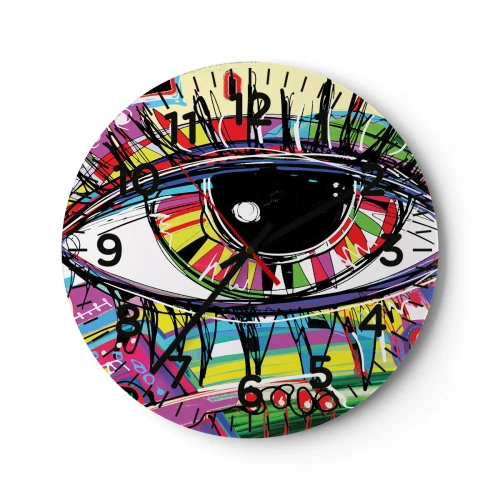 Wall clock - Clock on glass - Colourful Eye - Colourful Soul - 40x40 cm