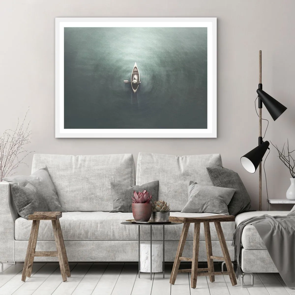 Poster in white frmae - Through Moon Lake - 50x40 cm