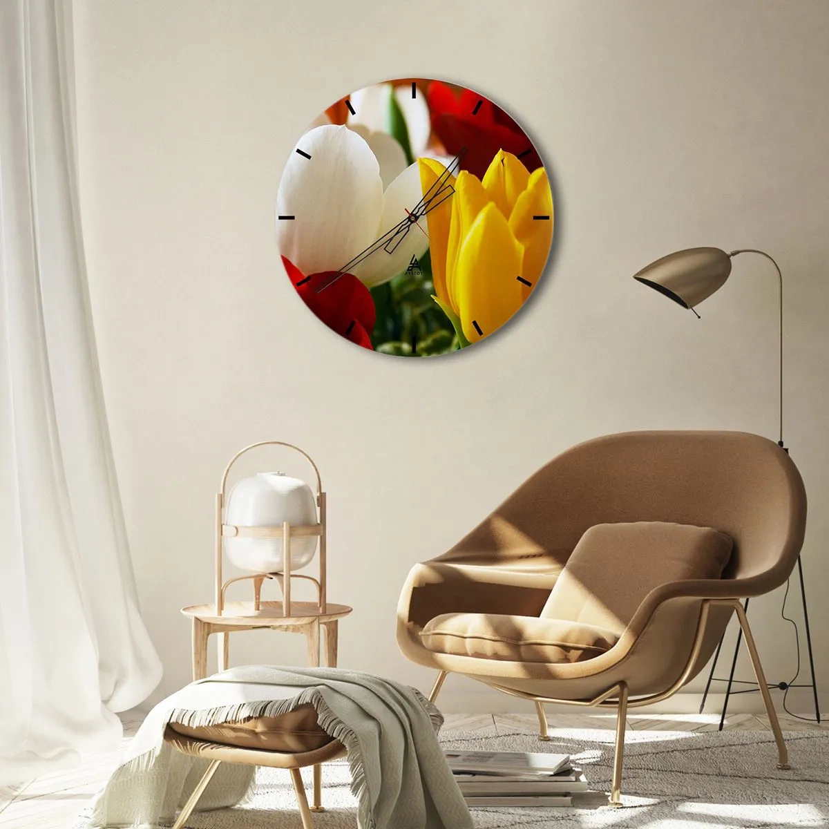 Wall clock - Clock on glass - Tulip Fever - 40x40 cm
