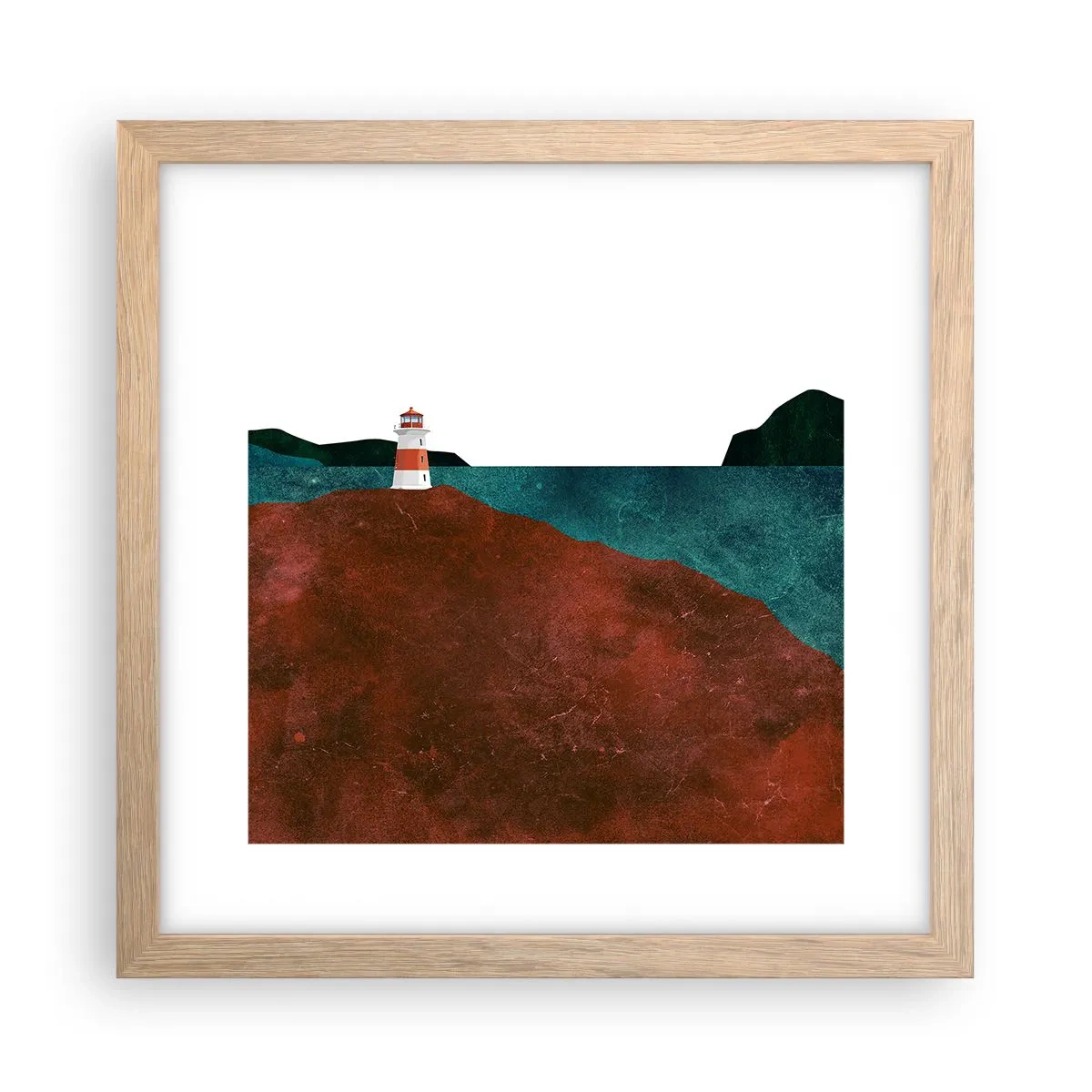 Poster in light oak frame - Gazing at the Sea - 30x30 cm
