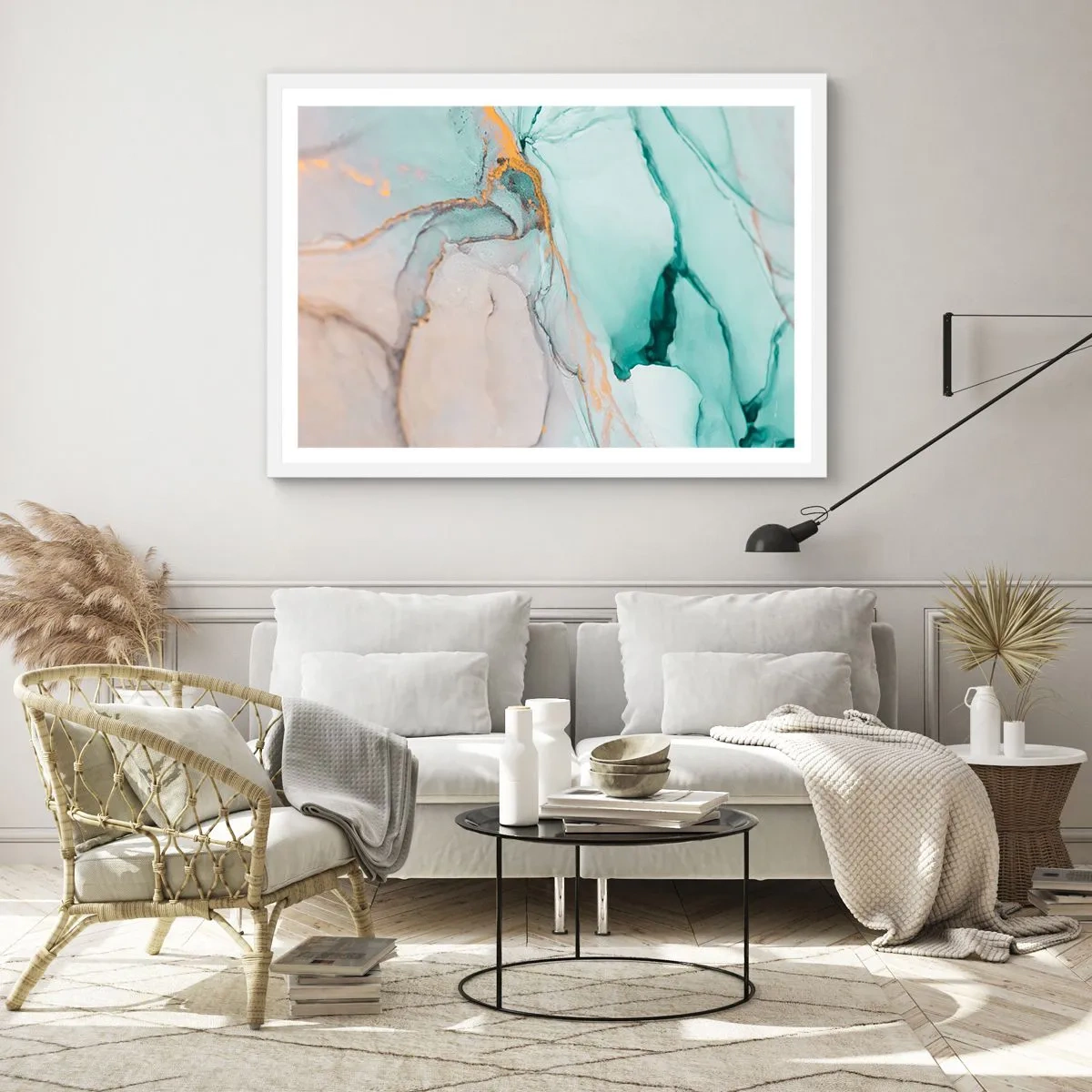 Poster in white frmae - Dance of Shapes and Colours - 50x40 cm