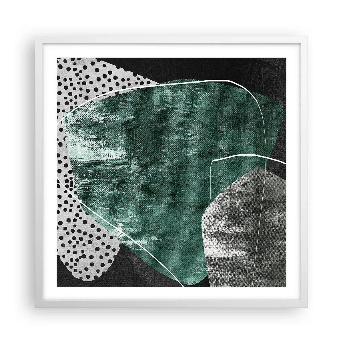 Poster in white frmae - Colourful Abstract with a Golden Petal - 60x60 cm