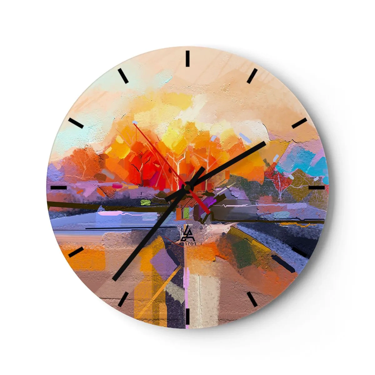 Wall clock - Clock on glass - Autumn Has Arrived - 40x40 cm