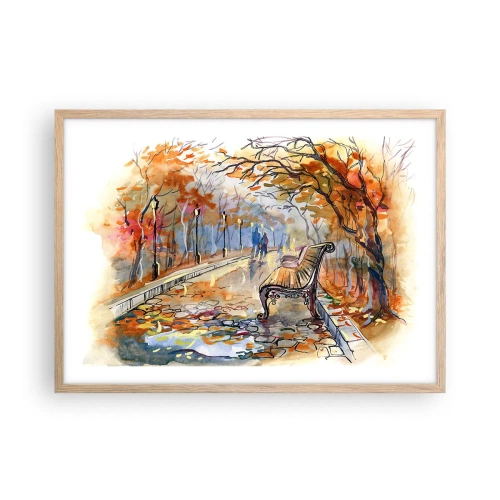 Poster in light oak frame - Walking together into Autumn - 70x50 cm