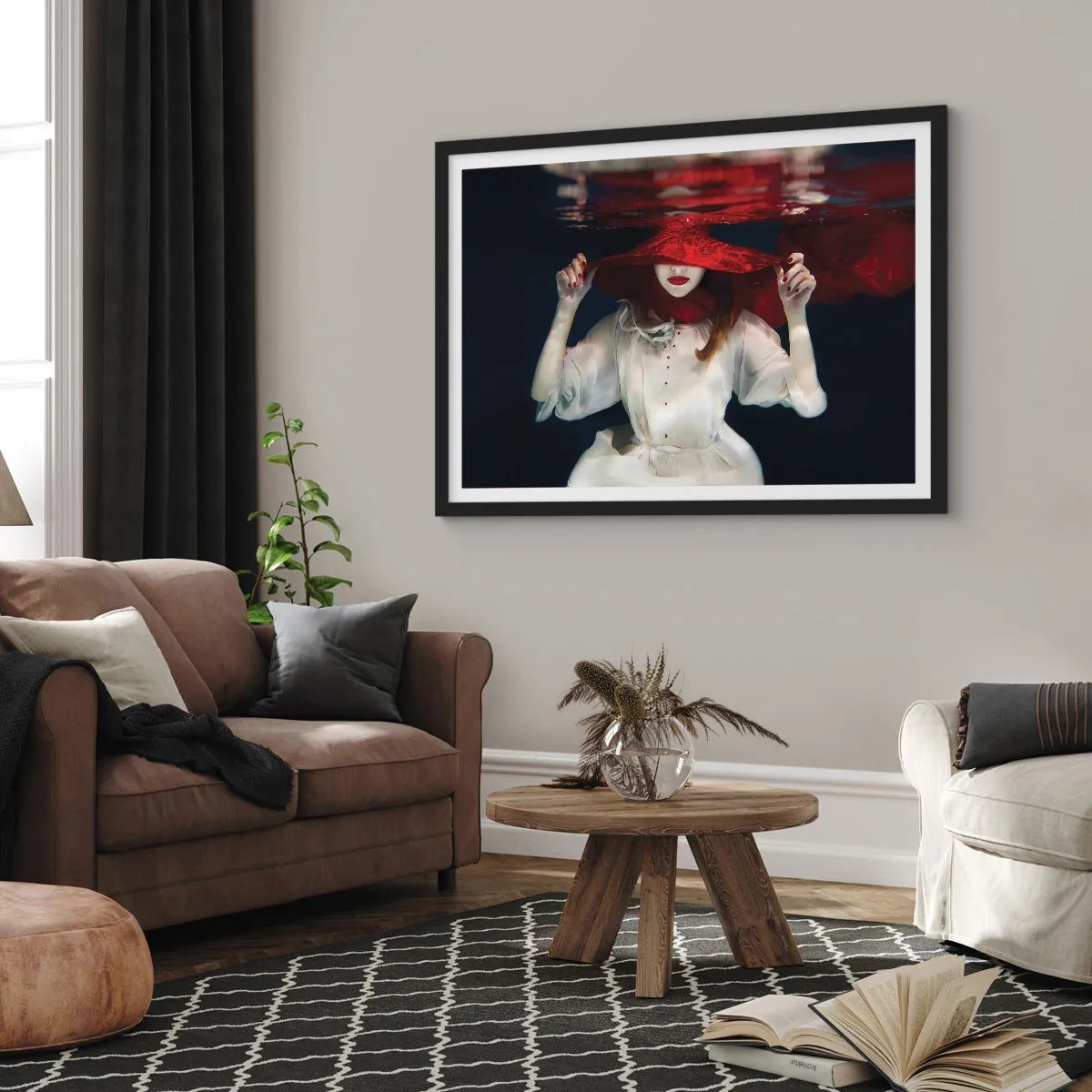 Poster in black frame - Mysterious Woman - 50x40 cm