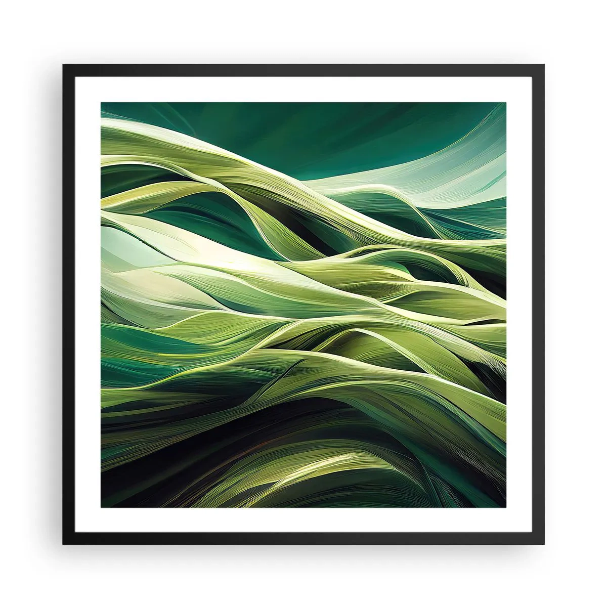 Poster in black frame - Abstract Playing Green - 60x60 cm