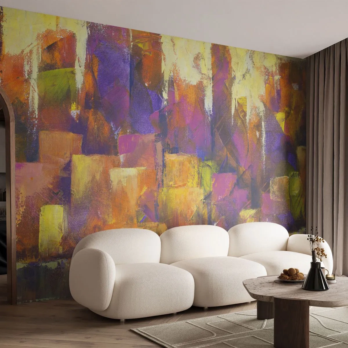 Photo Wallpaper Premium Sand - Metropolitan Composition - Abstraction, Piece, Modern Art - 100x70 cm