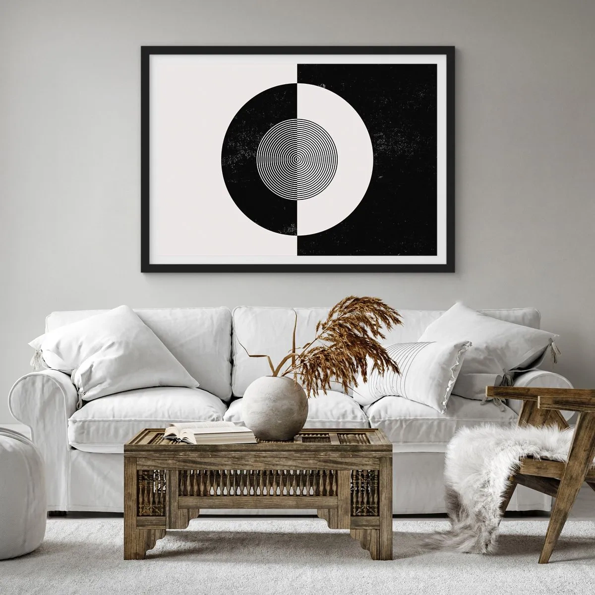 Poster in black frame - Harmony in Black and White - 91x61 cm