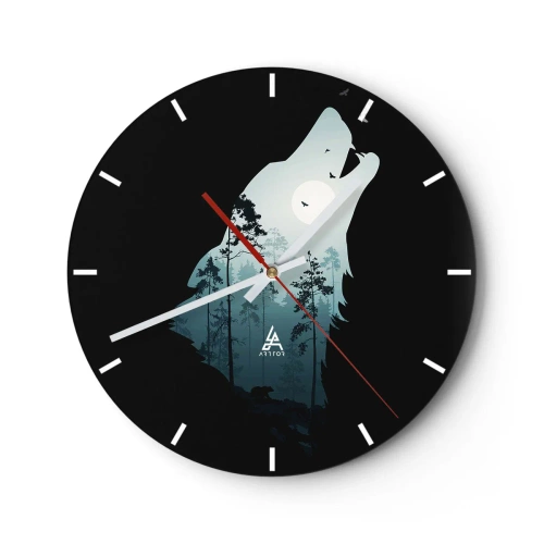 Wall clock - Clock on glass - Sound of a Night Forest - 40x40 cm