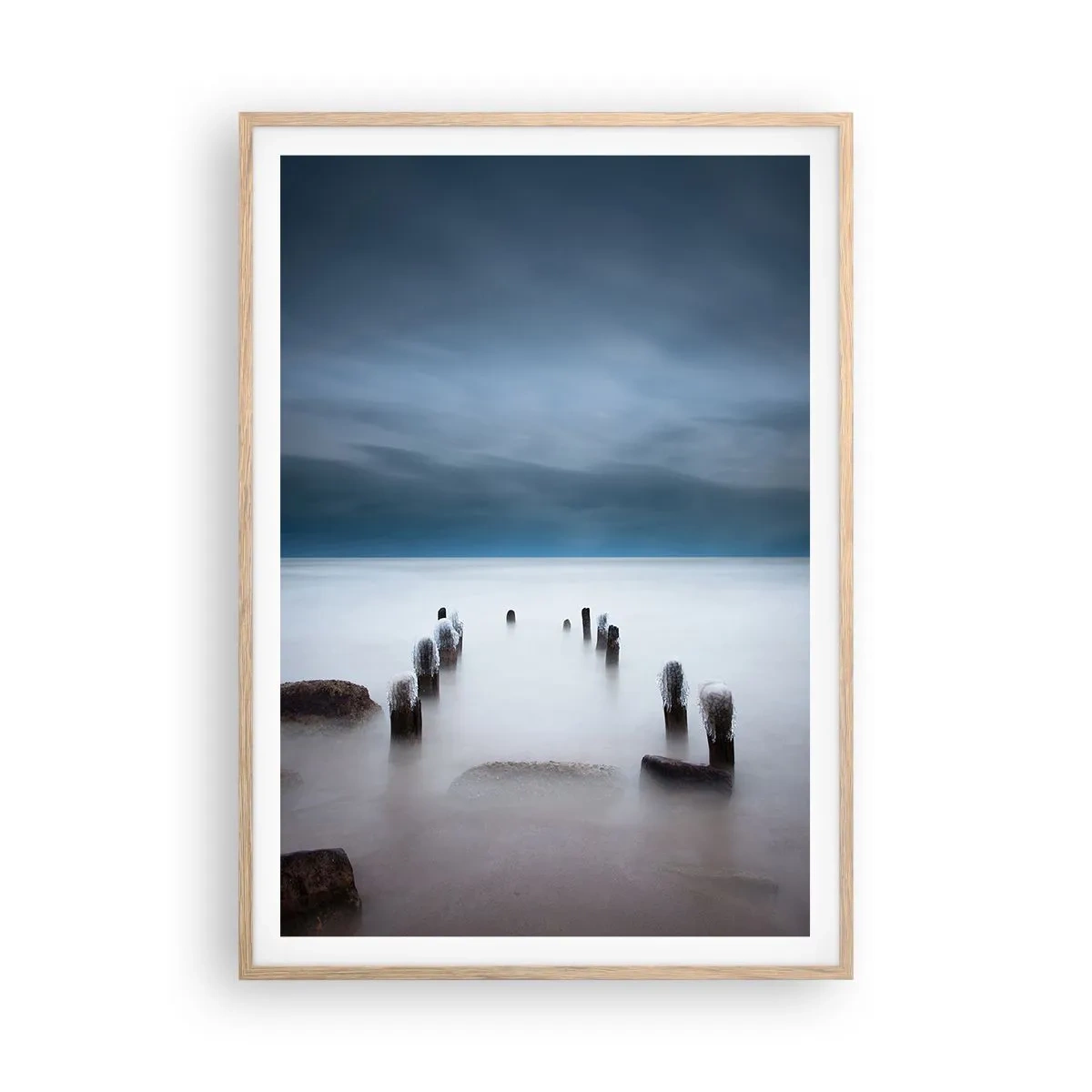 Poster in light oak frame - Pensive Lake - 70x100 cm
