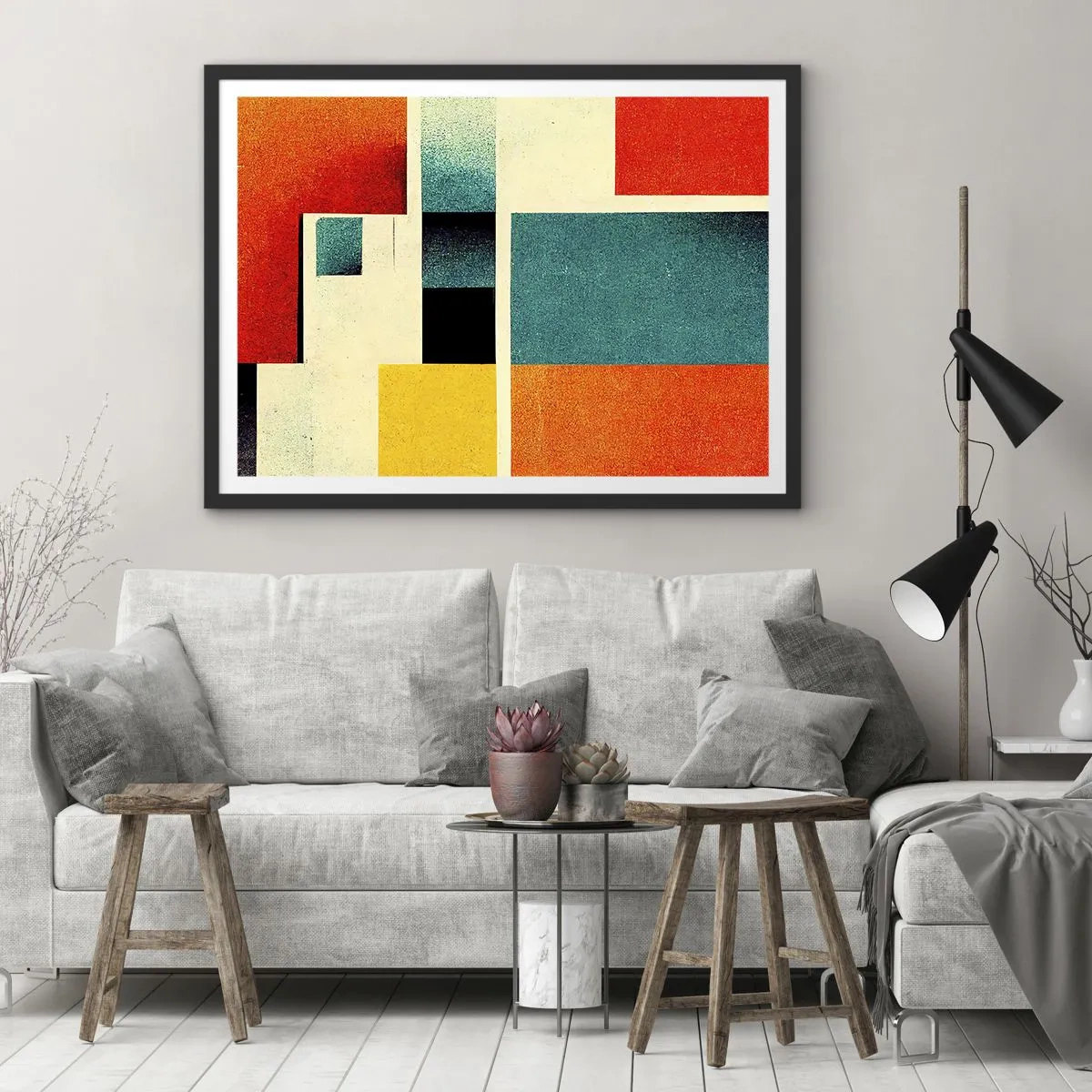 Poster in black frame - Geometric Abstract - Good Energy - 91x61 cm