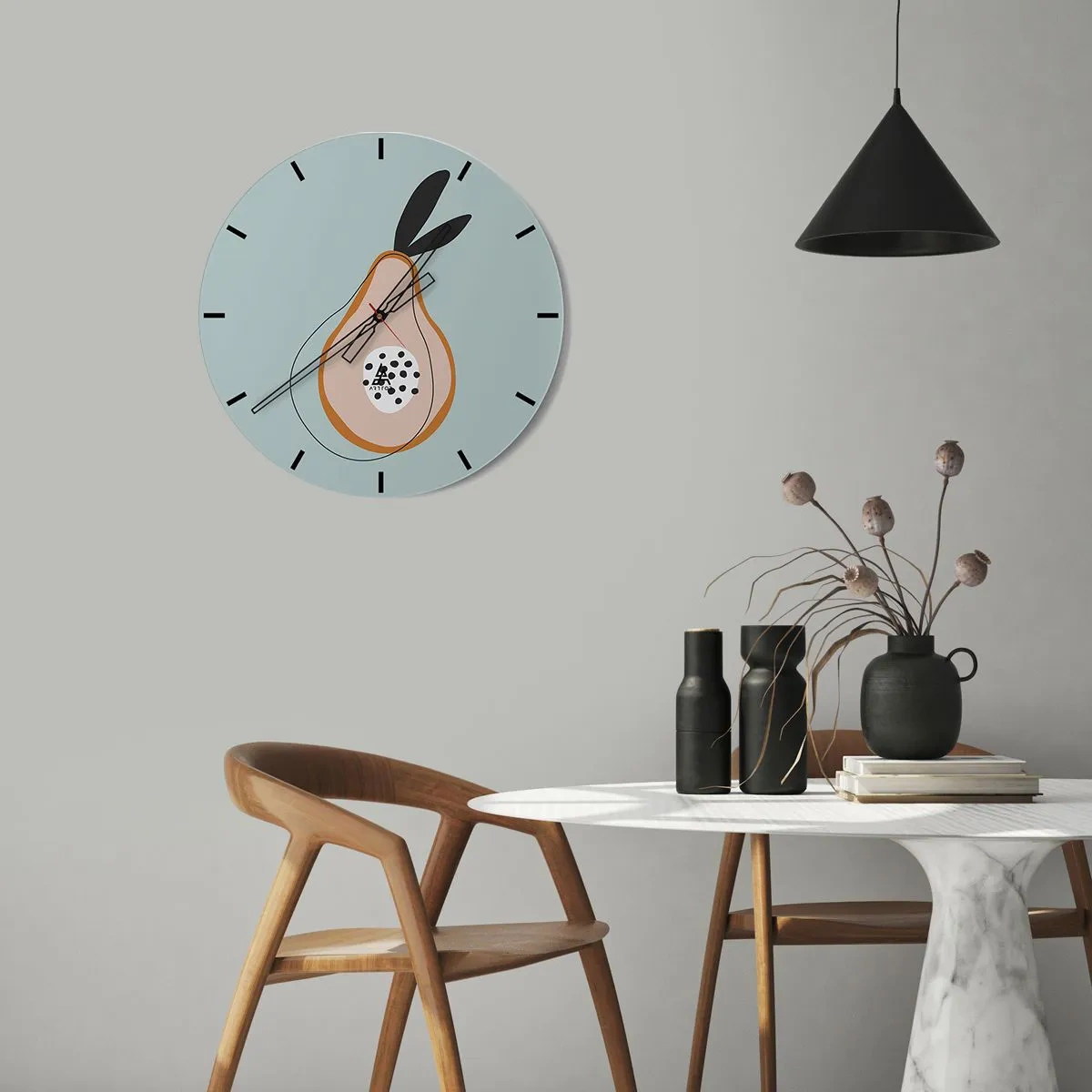 Wall clock - Clock on glass - Penetrating the Nature of Things - 30x30 cm