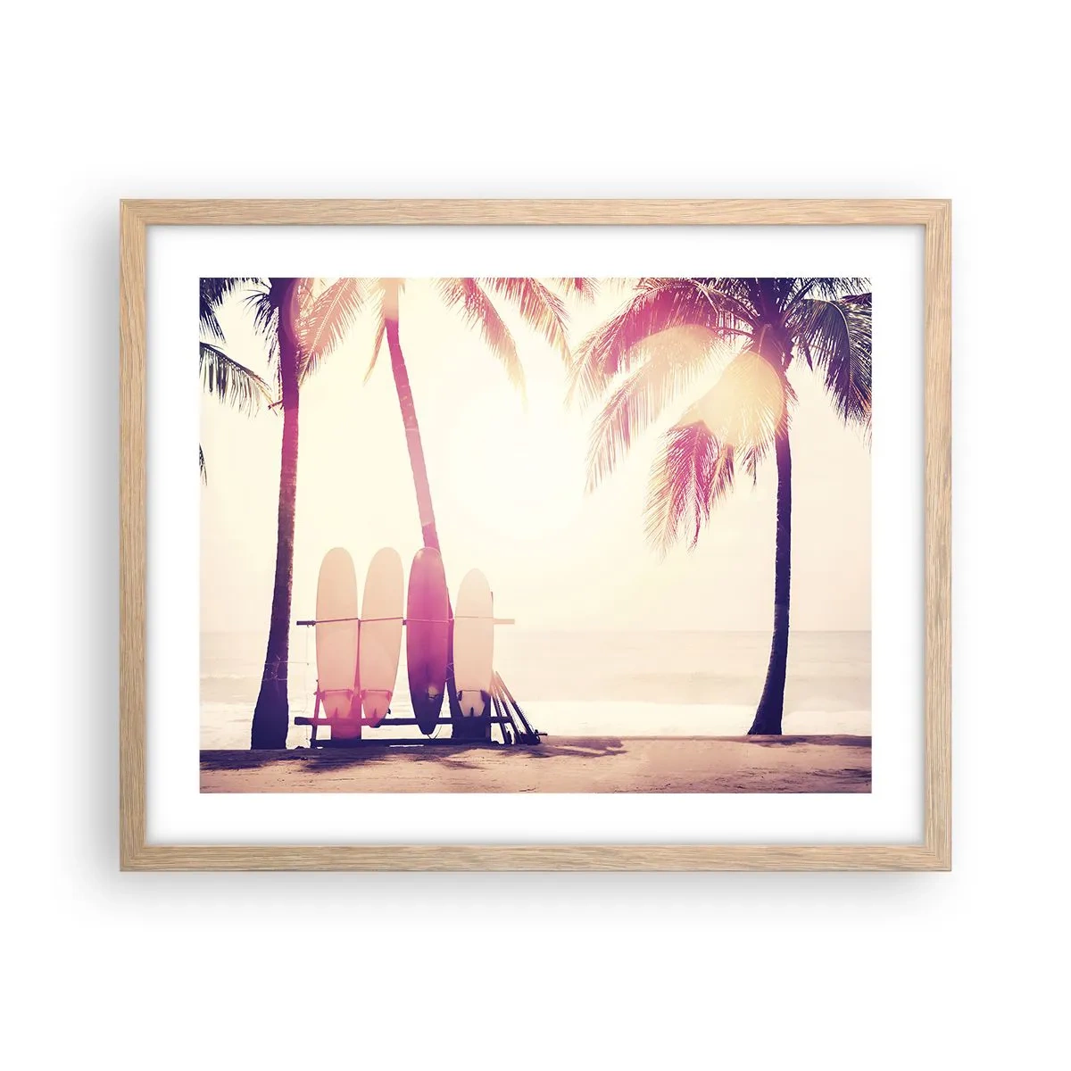 Poster in light oak frame - It Will Be a Wonderful Day - 50x40 cm