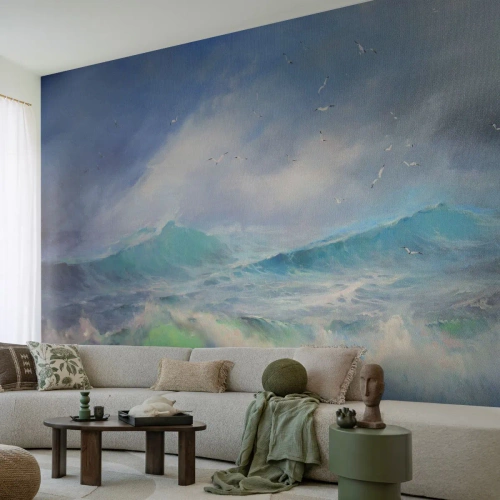 Custom Self-Adhesive Wallpaper Deluxe Sticker - Gone with the Wind - Storm, High wave, Birds