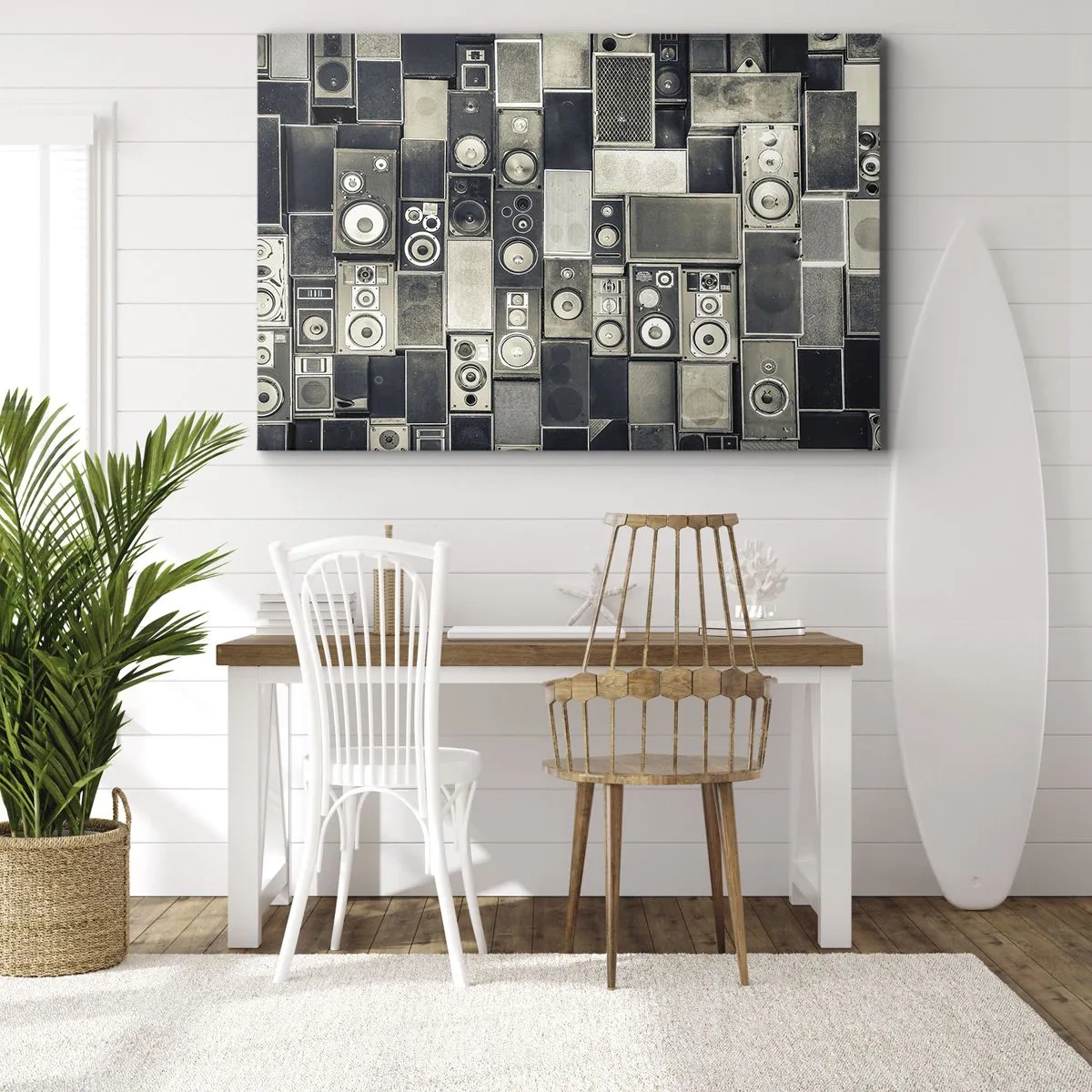 Canvas picture - Retro-style speaker collection - 70x50cm - And Music Is Playing - Modern wall decoration for the living room and bedroom ARTTOR