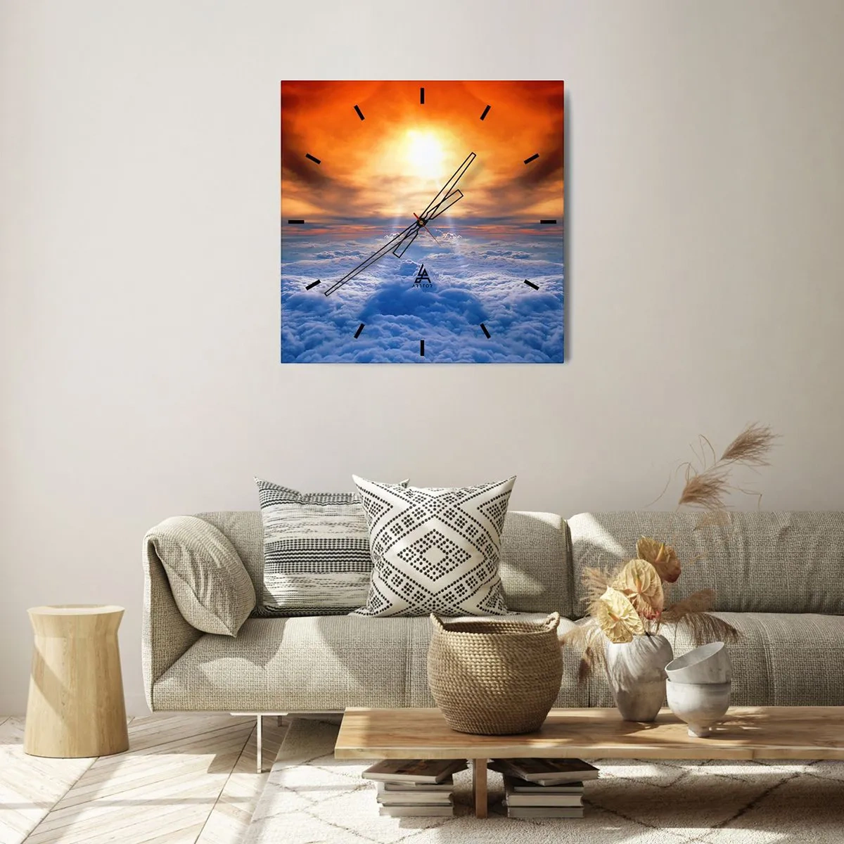 Wall clock - Clock on glass - Mystic Landscape - 30x30 cm
