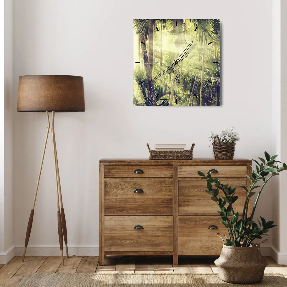 Wall clock - Clock on glass - In Green Heat - 30x30 cm