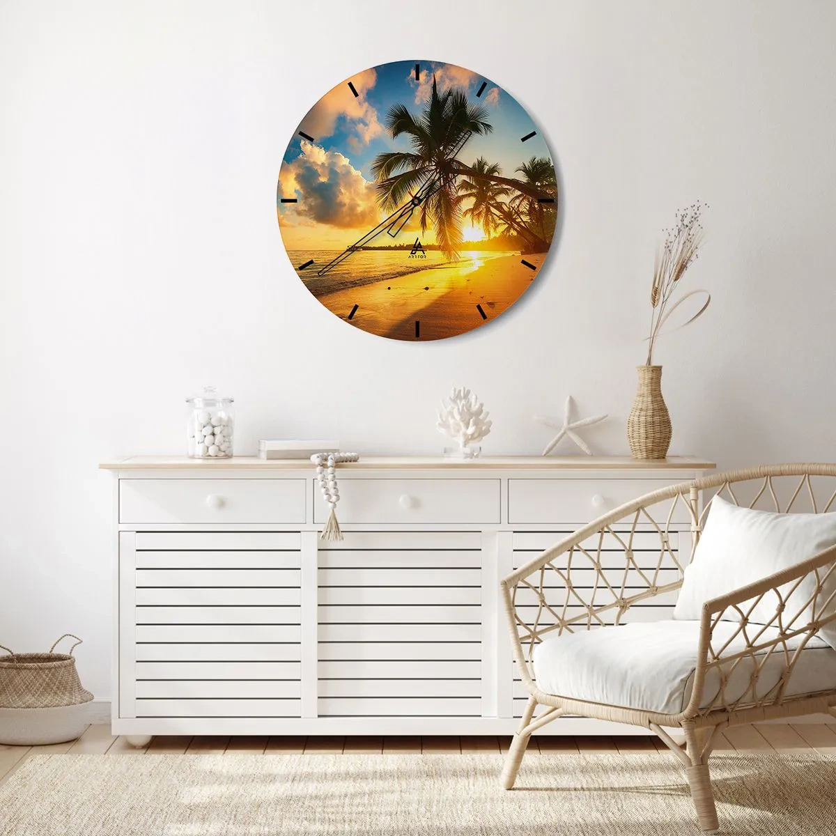Wall clock - Clock on glass - Caribbean Dream - 40x40 cm
