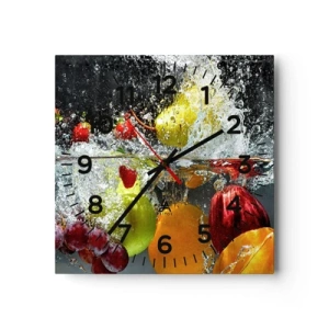 Wall clock - Clock on glass - Fruity Refreshment - 40x40 cm