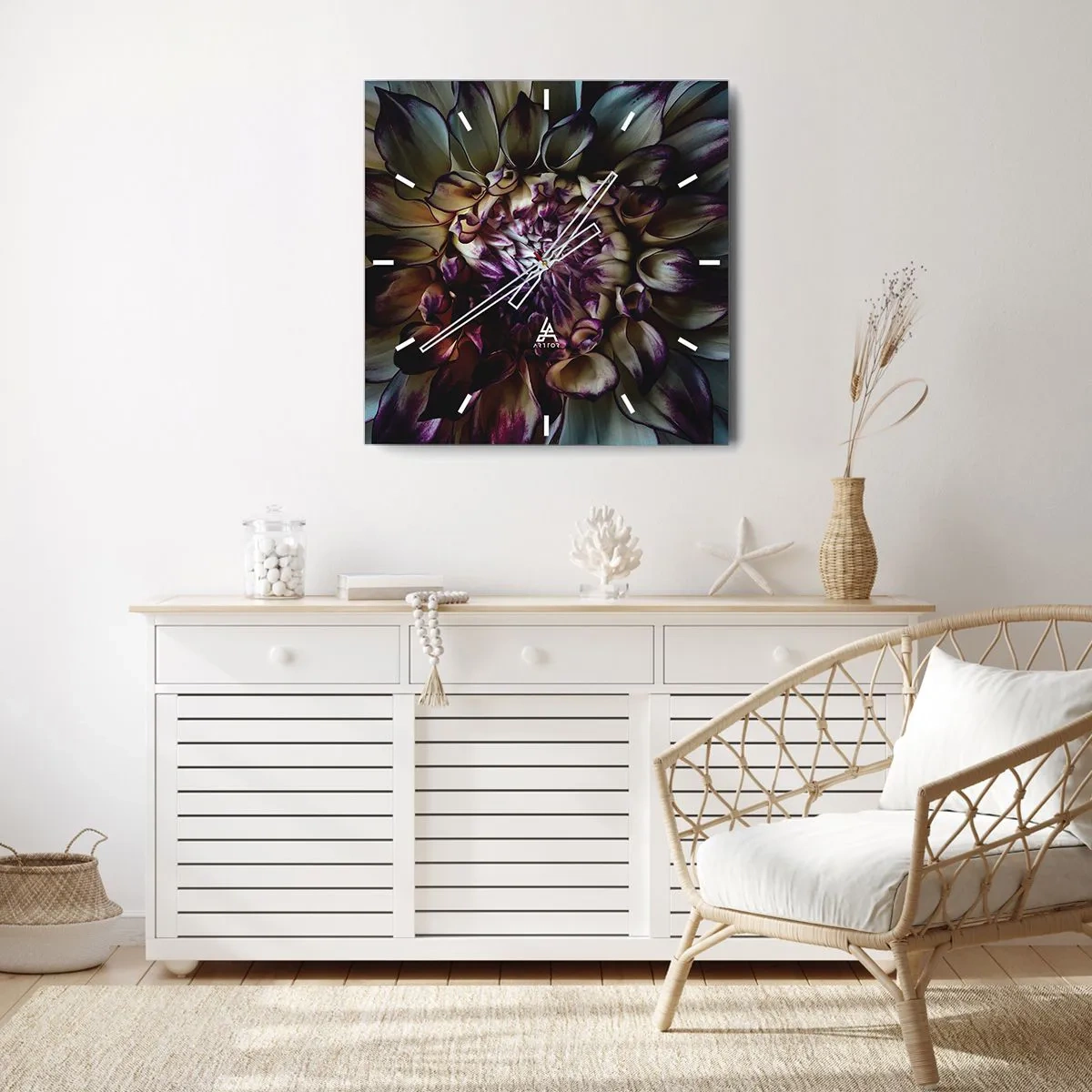 Wall clock - Clock on glass - The Blossoming of Youth - 40x40 cm