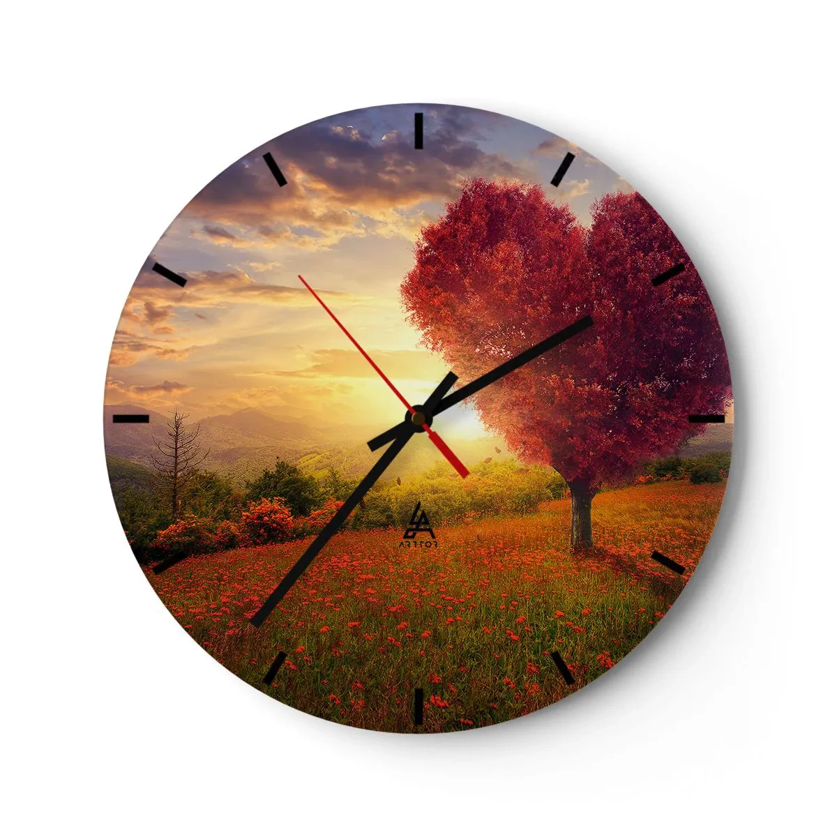 Wall clock - Clock on glass - Heart Wrenching - 40x40 cm