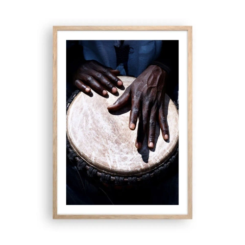 Poster in light oak frame - Live at Your Own Rhythm - 50x70 cm