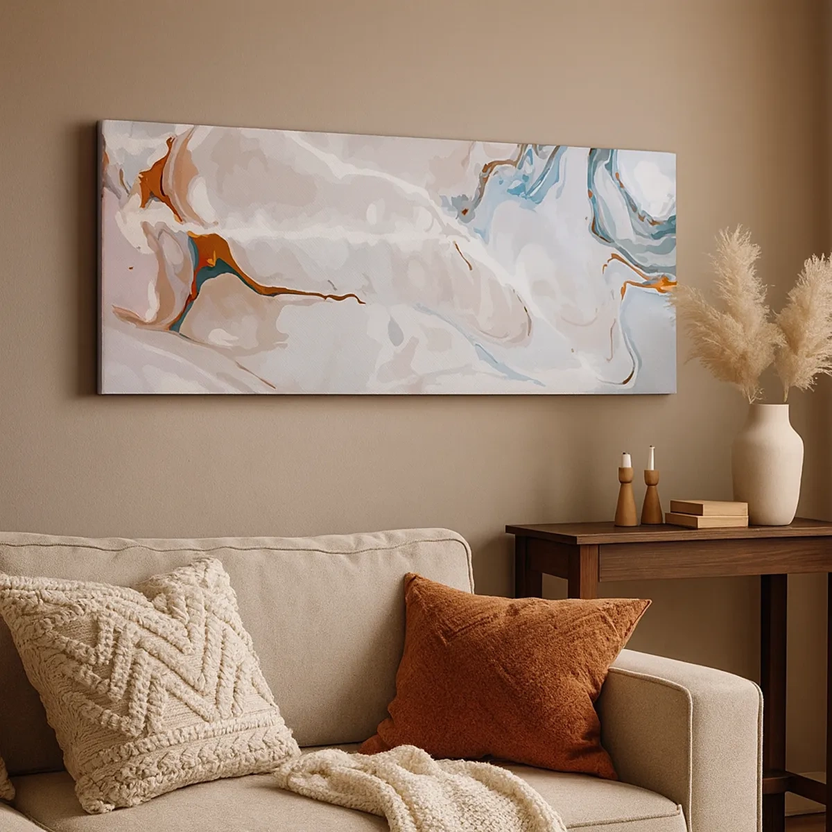 Canvas picture - Blue Meanders under White - 30x30 cm