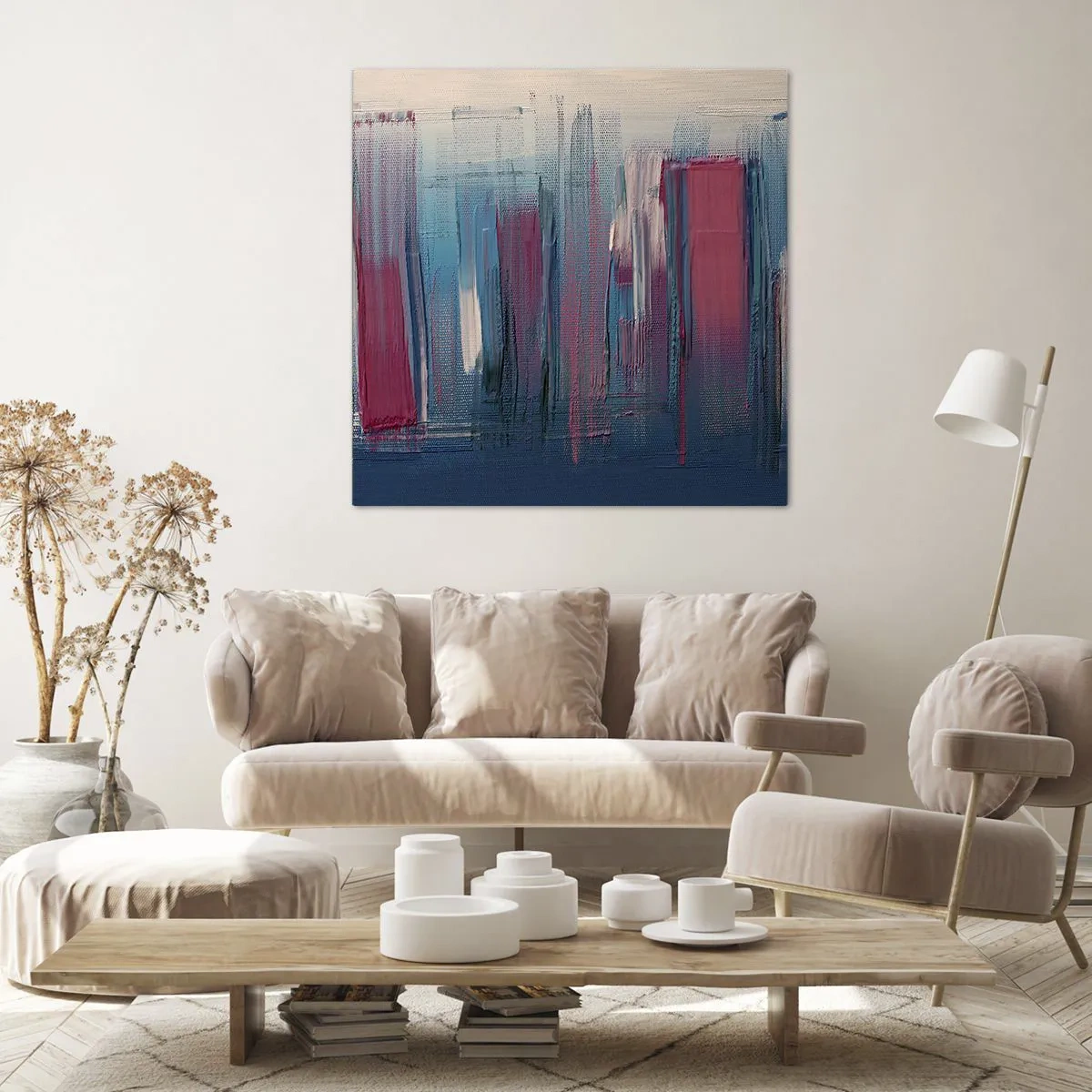 Canvas picture - Vertical Composition In Blue And Red - 40x40 cm