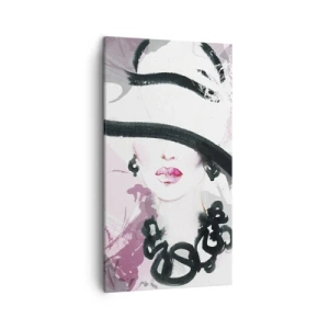 Canvas picture - Portrait of a Lady in Black and Pink - 45x80 cm