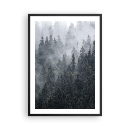 Poster in black frame - A misty forest with tall coniferous trees - 50x70cm - Forest World - Modern wall decoration for the living room and bedroom ARTTOR