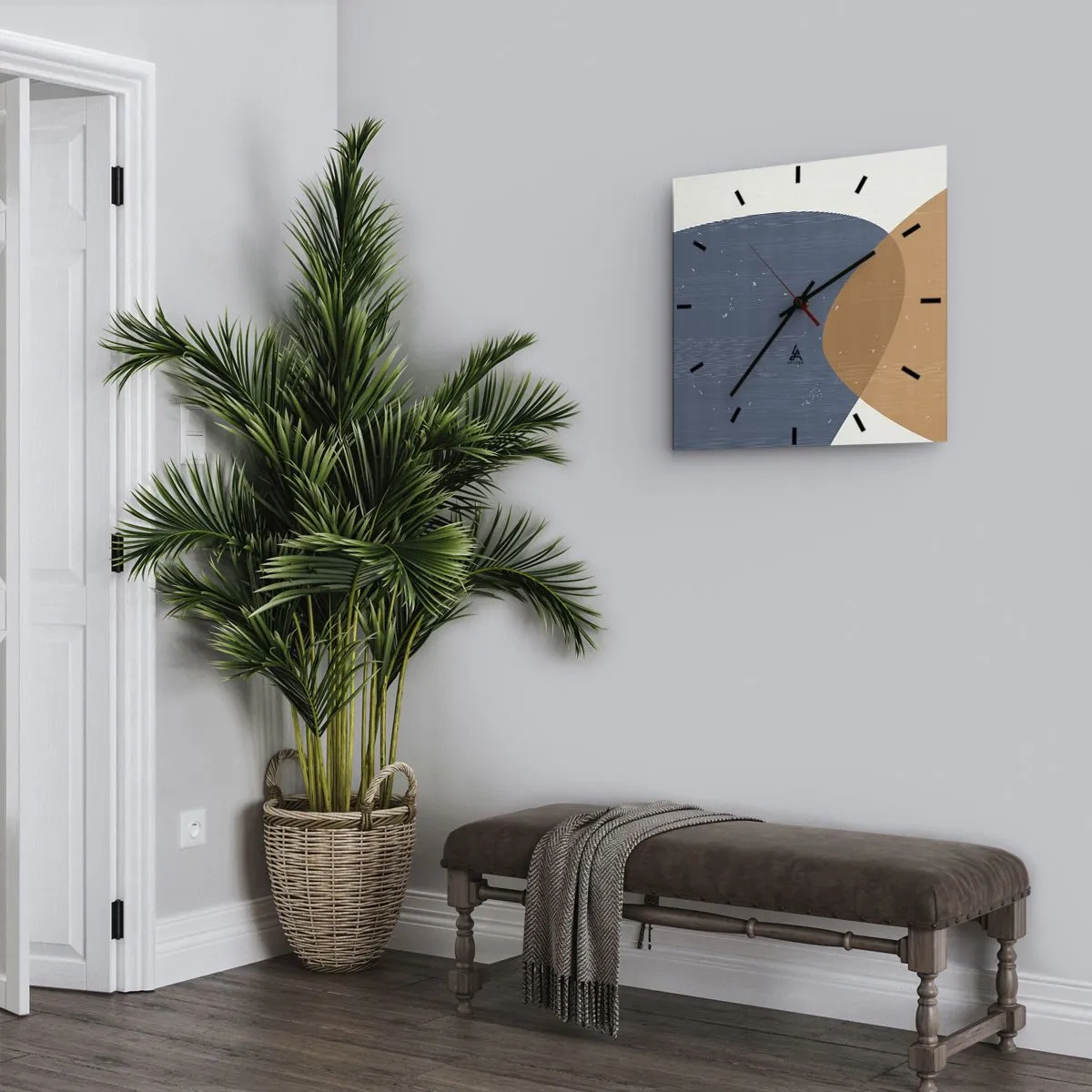 Wall clock - Clock on glass - Ovals and Intersections - 40x40 cm