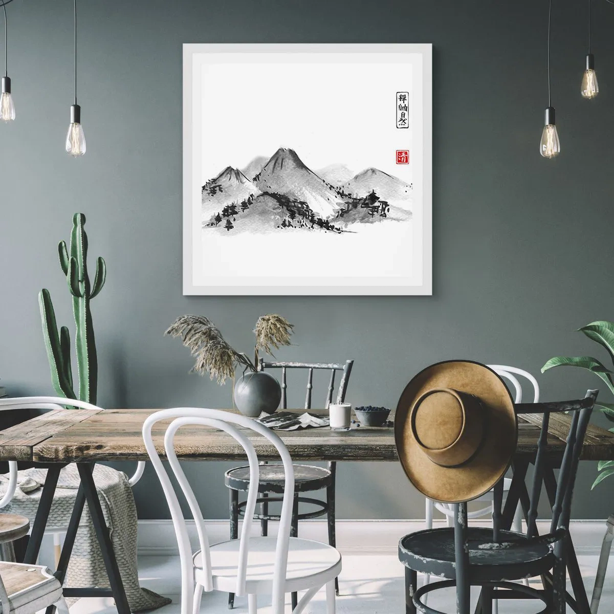 Poster in white frmae - Further and Further - 60x60 cm