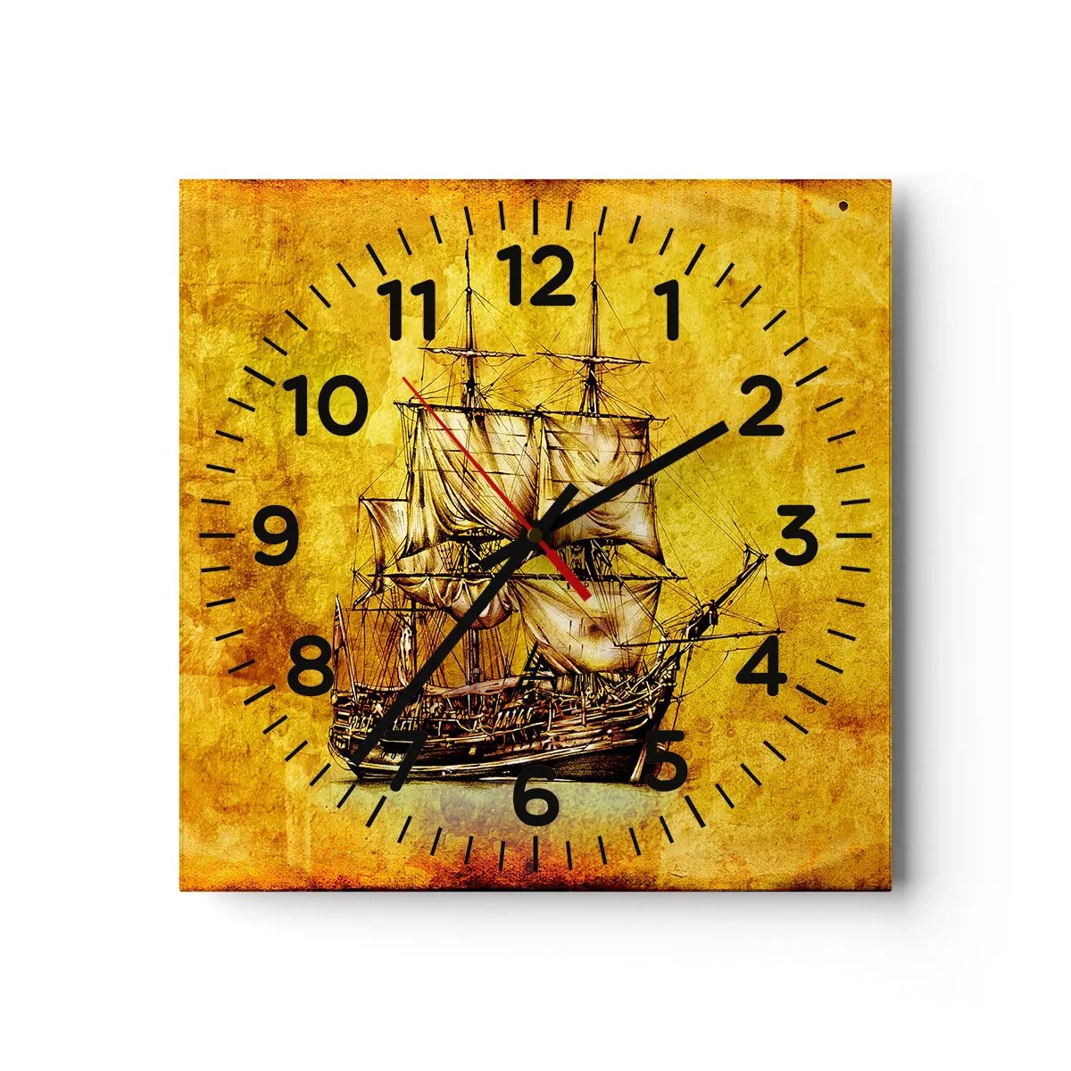 Wall clock - Clock on glass - Direction Tortuga! - 30x30 cm