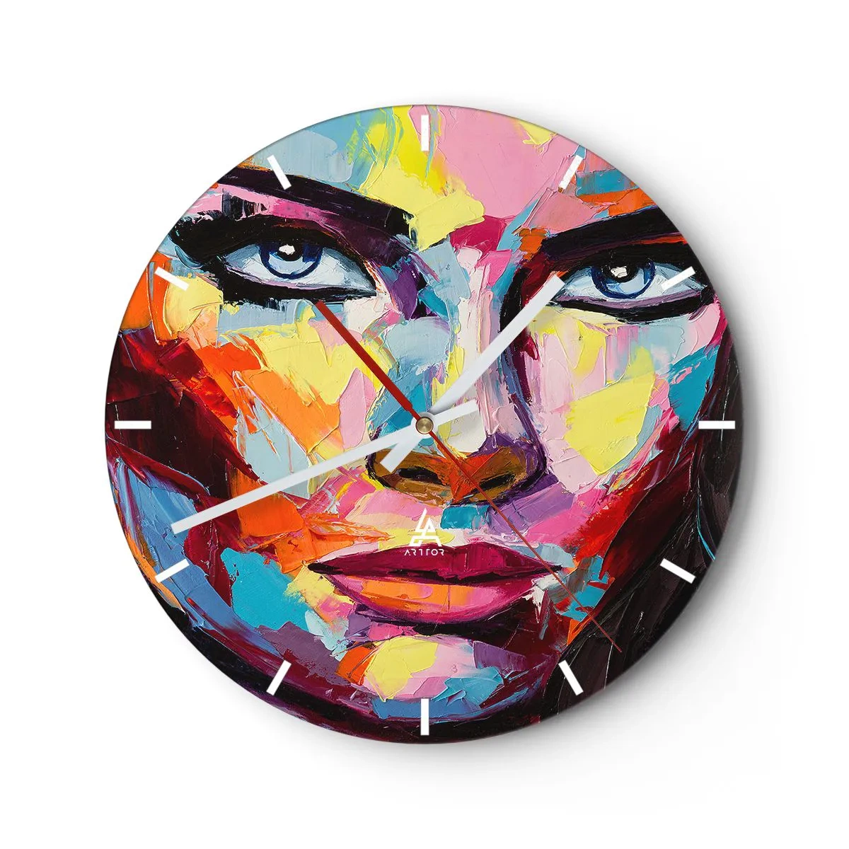 Wall clock - Clock on glass - Soul Is Also Colourful - 40x40 cm