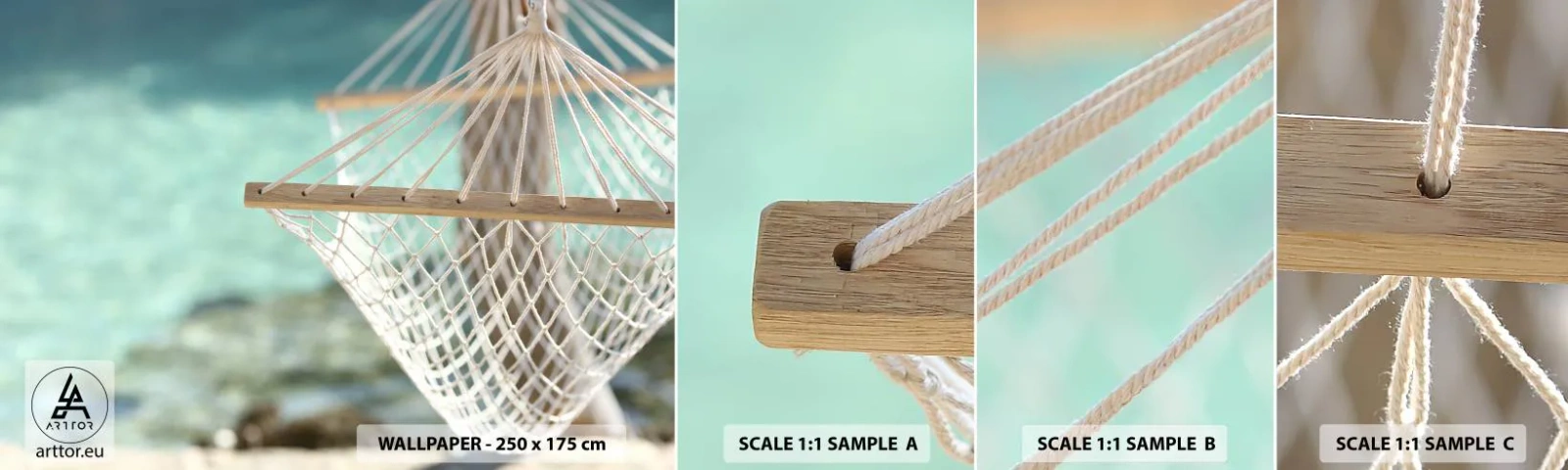 Photo Wallpaper Sample Standard Eco - Relax Time - Hammock, Beach, Travels - 100x30 cm