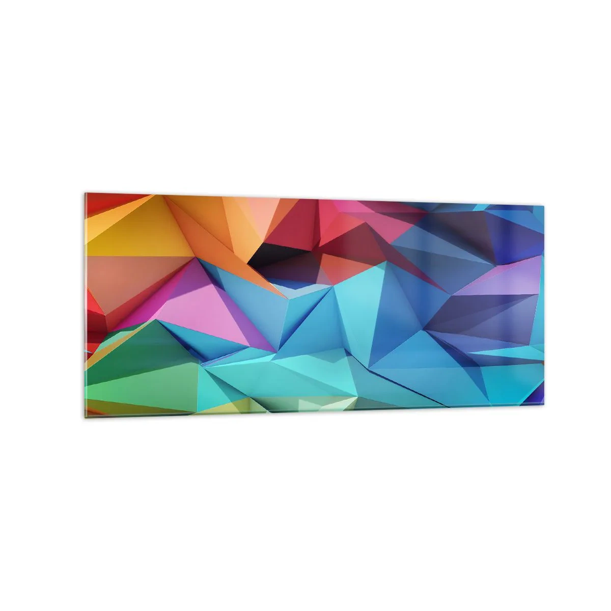 Glass picture - Rainbow Origami - 120x50 cm