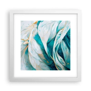 Poster in white frmae - Blue Abstract with a Golden Motif - 30x30 cm