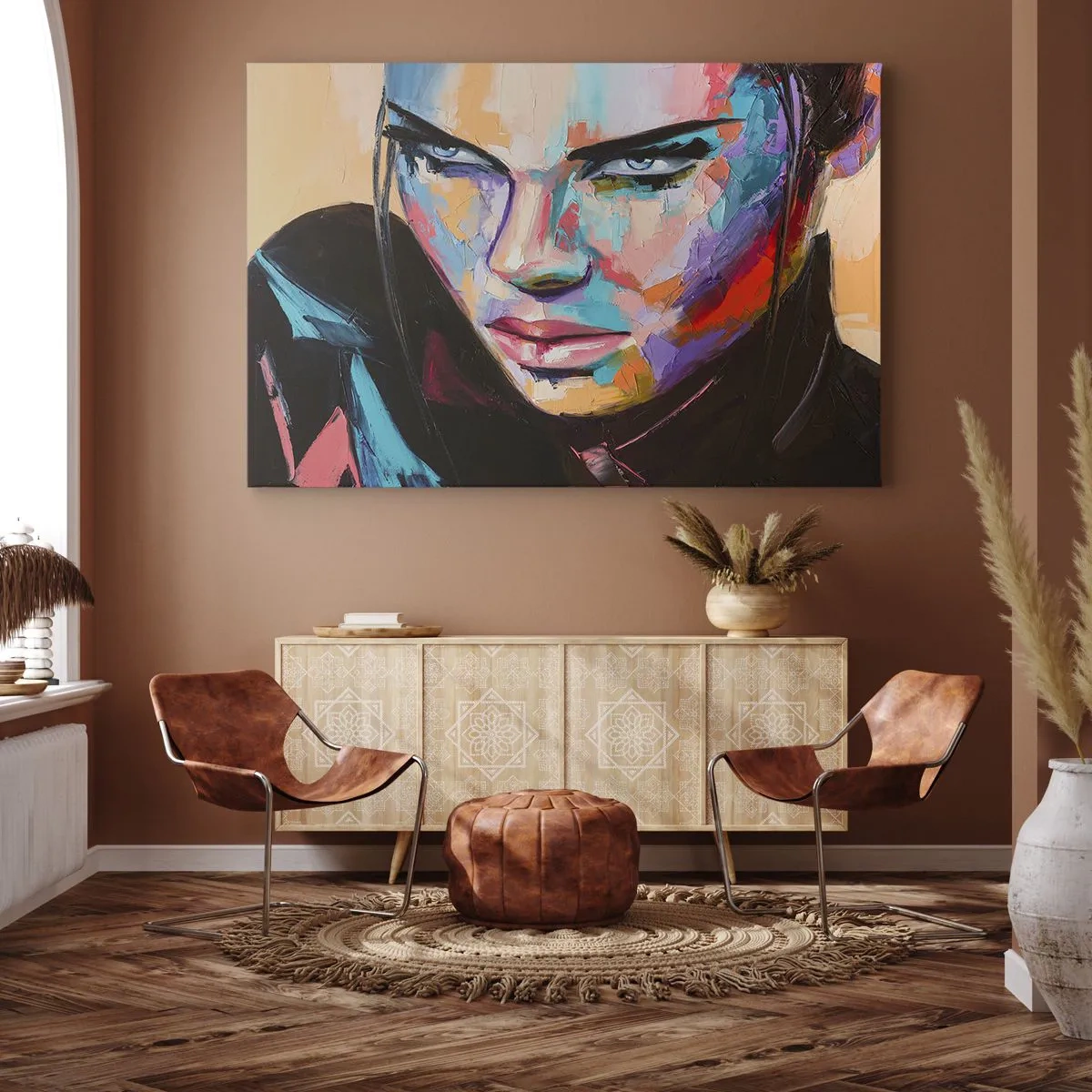 Canvas picture - Portrait of a woman in vivid abstract colors - 70x50cm - Wild at Heart - Modern wall decoration for the living room and bedroom ARTTOR