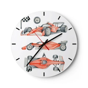Wall clock - Clock on glass - Race for the Dreams - 40x40 cm